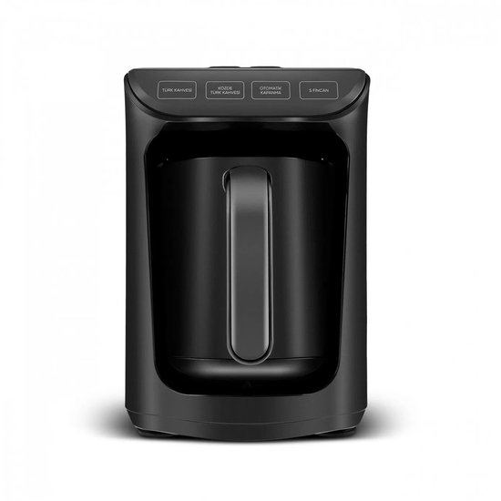 KARACA Hatır Cafetière turque rôtie noir brillant, capacité de 5 tasses, beaucoup de mousse, 535 W, système d'avertissement vocal, système d'avertissement lumineux, cuillère doseuse, nettoyage facile