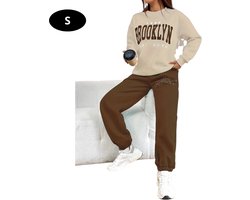 Nivard Joggingpak Dames - Huispak - Volwassenen - Trainingspak - Comfortabel - Jogging Pak - Joggingsbroek - Koffie - S