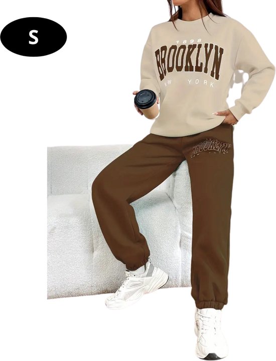 Survêtement Nivard Femme - Survêtement d'intérieur - Adultes - Survêtement - Confortable - Survêtement - Pantalon de jogging - Café - S