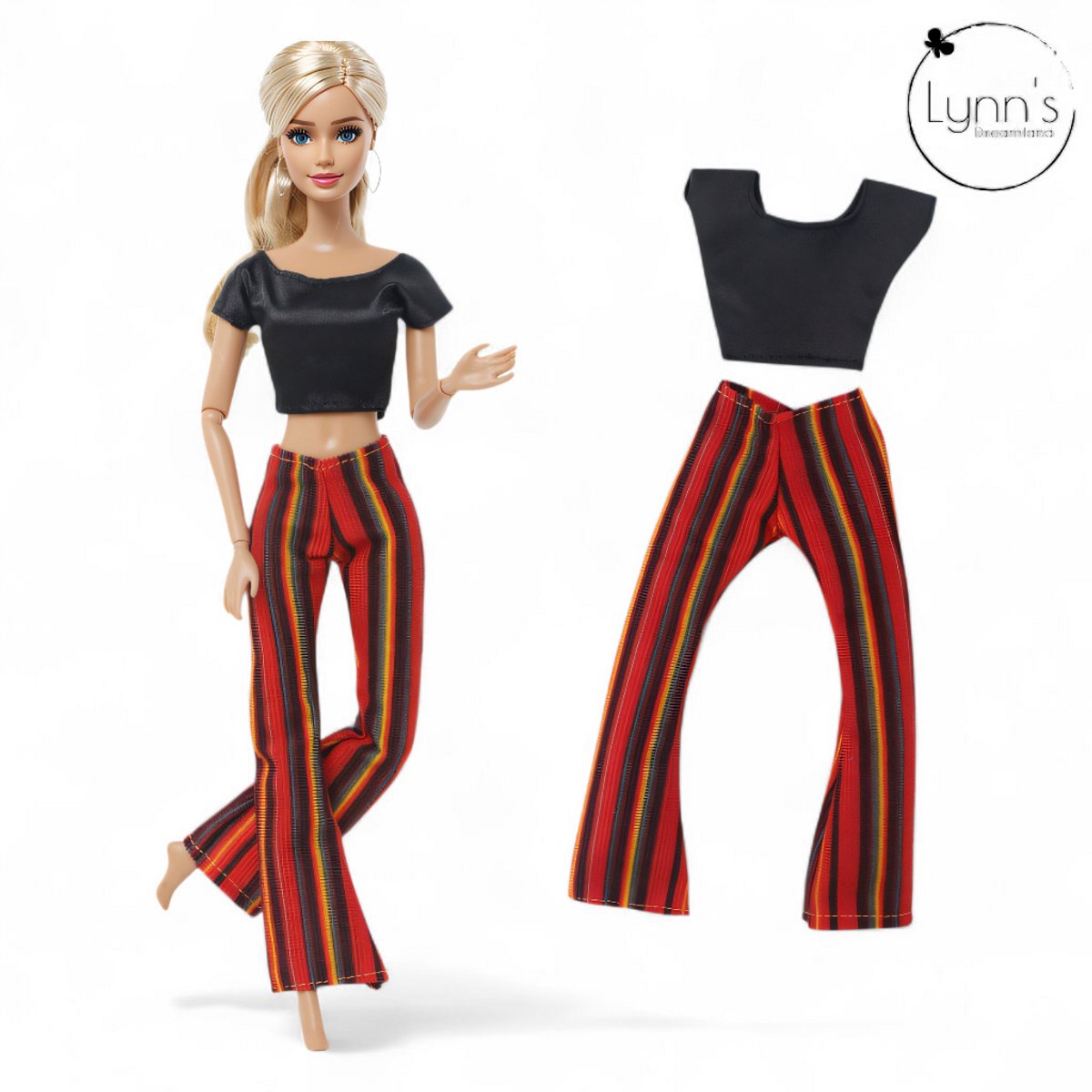 Lynn’s poppenkleertjes - Set ‘Demi’ - Geschikt voor modepop - Set van 5 outfits - Kleding voor modepoppen - Cadeauzakje — afbeelding 4