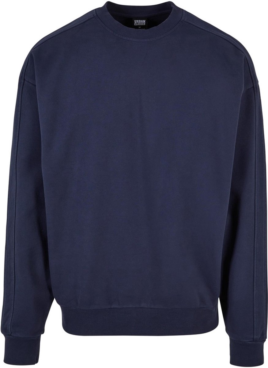 Urban Classics Heavy Terry Garment Dye Crewneck sweater/trui M Donkerblauw