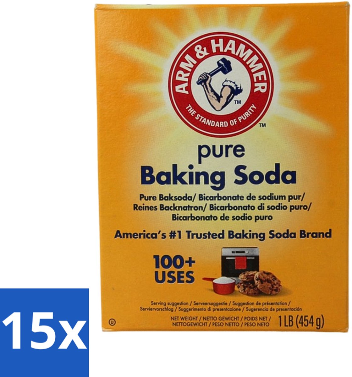 15 x Arm & Hammer - Baking Soda - Multifunctioneel - Biologisch Afbreekbaar - 454 g - Baking Soda - Arm And Hammer - Natuurlijke Baking Soda - Bakpoeder - Zuurteregelaar