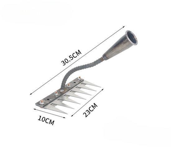 Hark - Verwijderbare hark - Maaihark - Onkruidgereedschap - Multifunctionele onkruidhark - Stalen onkruidhark - Geschikt voor tuinieren en wieden - 7 tanden - Stalen onkruidhark - Voor het losmaken van gazons van Talen Tools — afbeelding 2