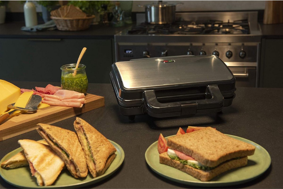 ApexArte® Contactgrill - Tosti Apparaat - Tosti-ijzers - Panini Grill - Zwart en Zilver thumbnail 3