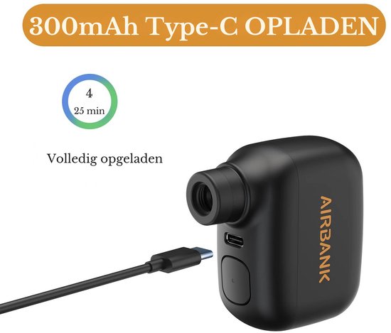 Fietspomp - Fietspomp elektrisch - Oplaadbare batterij - 12 LPM - 93 g - ‎6,4 x 3,1 x 6,45 cm — afbeelding 2