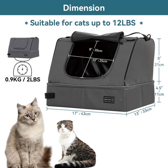 17,7 x 13,5 x 13,75 cm reiskattenbak voor katten, draagbare kattenbak