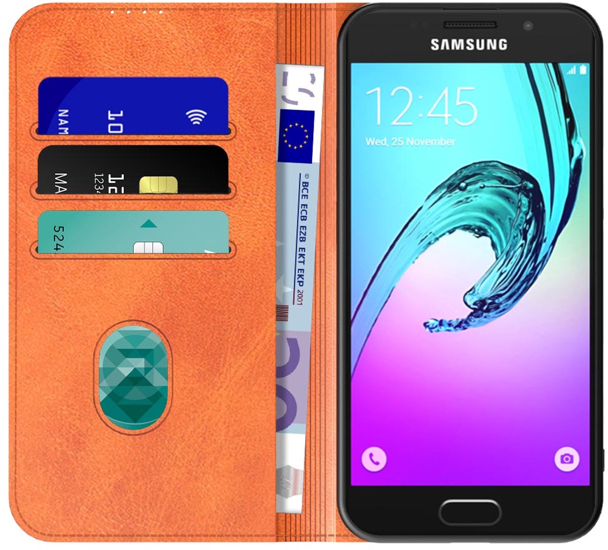 Geschikt voor Samsung Galaxy A3 (2016) Telefoonhoesje Bruin Kunstleer Met Magnetische Sluiting - Portemonnee BookCase Met Pasjeshouder - ProtX