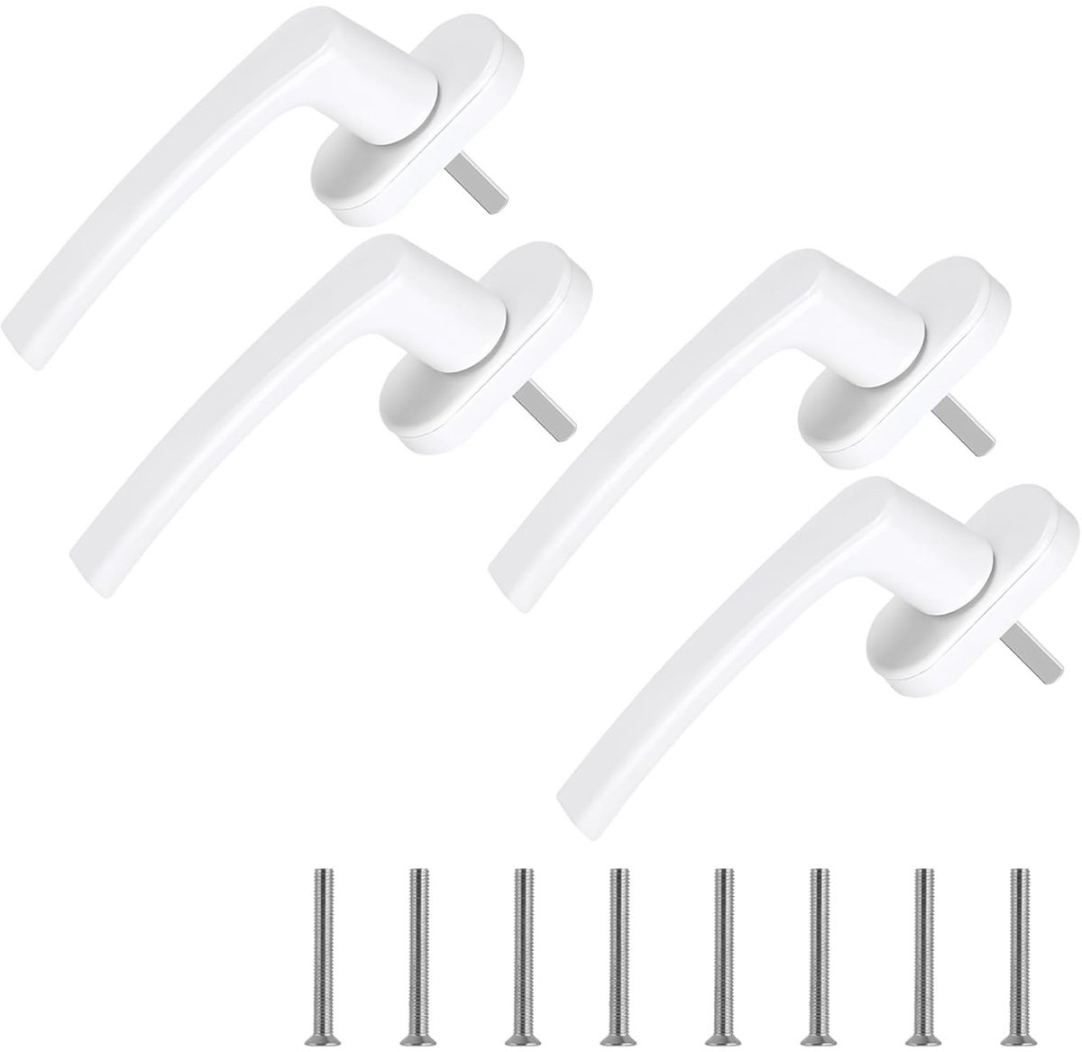 EXCITAT 4 stuks - Raamgreep - Aluminium Raamgreep - Raamslot - Geschikt voor Ramen, Terrasdeuren, Balkondeuren - Wit