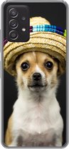 Geschikt voor Samsung Galaxy A53 5G hoesje - Hond - Sombrero - Zwart - Siliconen Telefoonhoesje