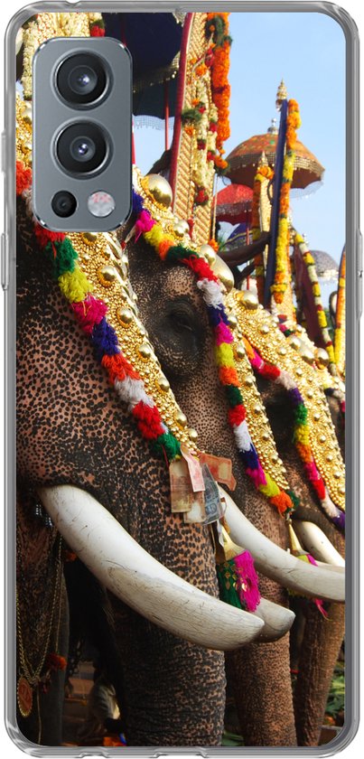 Telefoonhoesje Geschikt voor OnePlus Nord 2 5G hoesje - Olifant - Parade - Dieren - Siliconen Telefoonhoesje