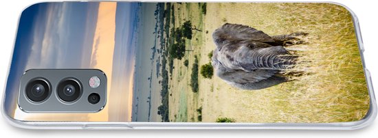 OnePlus Nord 2 5G - Rayons de soleil sur un éléphant dans la savane - Coque en Siliconen pour téléphone