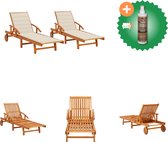 vidaXL Chaises longues 2 pcs avec coussins Chaise longue en bois d'acacia massif avec nettoyant et assainisseur pour bois