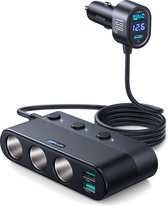 Joyroom Chargeur de voiture avec répartiteur allume-cigare Chargeur rapide 139 W Zwart [3 x 12 V, 3 x USB-A, USB-C, PD3. 0]