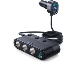 Joyroom Autolader met Sigarettenaansteker Splitter Snellader 139W Zwart [3 x 12V, 3 x USB-A, USB-C, PD3.0]