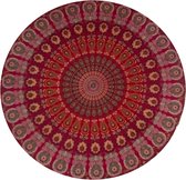 strandlaken met een mandala hippiepatroon/groot Indiaas rond katoenen doek/boho ronde yoga mat doek voor meditatie/tafelkleed rond deken voor picknick/handgemaakt tapijt van 70 inch (rode mandala)