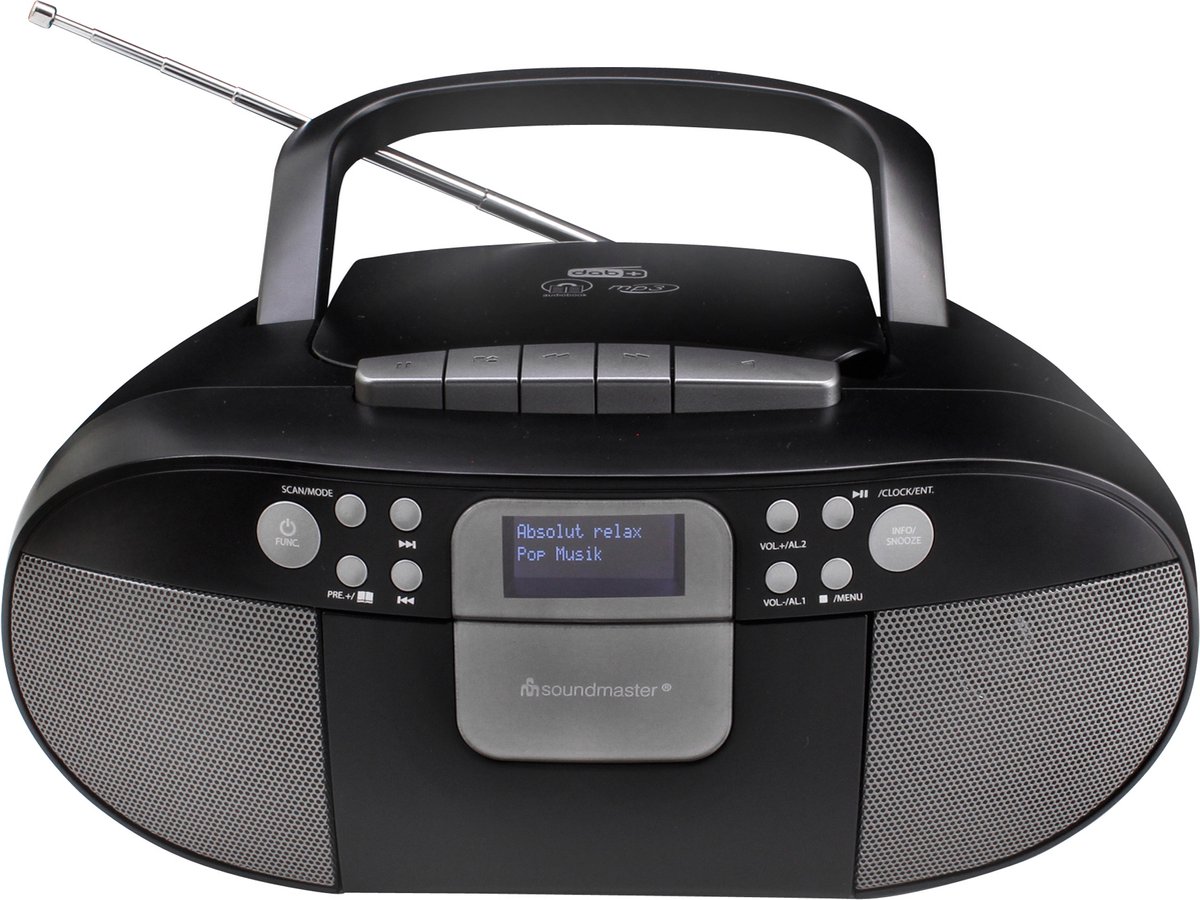 Soundmaster SCD7800SW - Boombox met DAB+/FM-radio CD MP3 USB en cassettespeler zwart