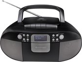 Soundmaster SCD7800SW - Boombox met DAB+/FM-radio, CD, MP3, USB en cassettespeler, zwart