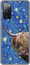 Geschikt voor Samsung Galaxy S20 FE hoesje - Sterrennacht - Van Gogh - Schotse hooglander - Siliconen Telefoonhoesje