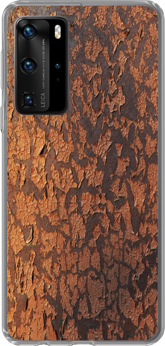 Telefoonhoesje Geschikt voor Huawei P40 Pro hoesje - Roest print - Bruin - Oranje - Metaal - Patroon - Structuur - Siliconen Telefoonhoesje Telefoonhoesje