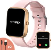 Nexvex® Deluxe Smartwatch voor Dames - Sporthorloge met Hartslagmeter - Bloeddrukmeter - Stappenteller - Sport Horloge met Belfunctie - Smart Watch Saturatiemeter - Zaklamp - Yoga - Bluetooth Activity Tracker - Android/iOS - 2.0 Inch - Rosé