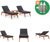 vidaXL Ligbedden 2 st met tafel poly rattan en massief acaciahout Ligbed Inclusief Onderhoudsset