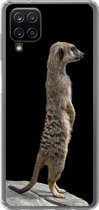 Geschikt voor Samsung Galaxy A12 hoesje - Stokstaartje - Wilde dieren - Zwart - Siliconen Telefoonhoesje