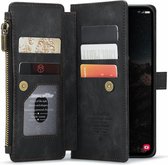 CaseMe C30 Hoesje Geschikt voor Samsung Galaxy S24 | Wallet Zipper Book Case met Pasjeshouder | Beschermhoes met Portemonnee | Zwart