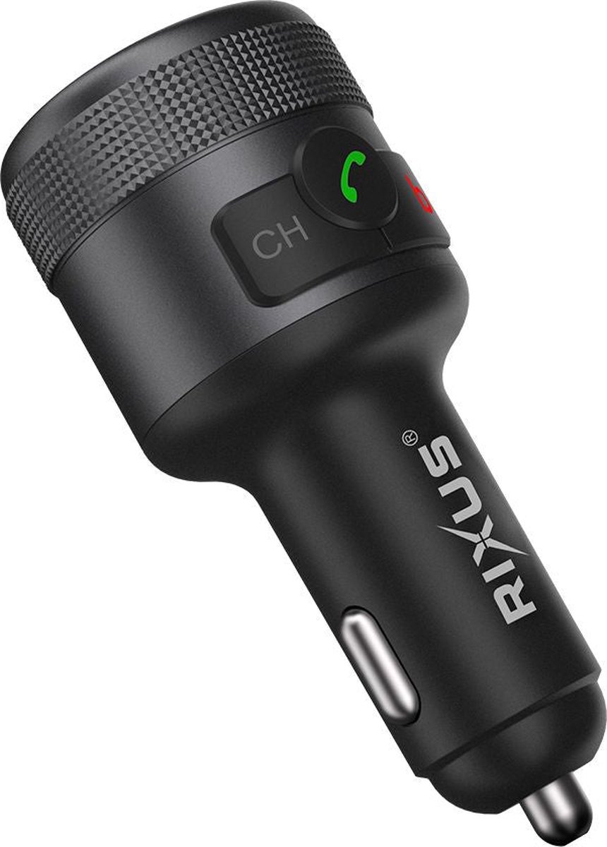 Rixus - Bluetooth FM Transmitter - Autolader -USB-A en USB-C, Bluetooth Carkit - Zwart - rxbt26