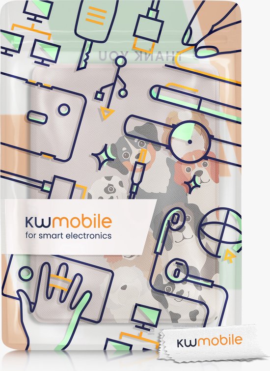 kwmobile e-reader hoesje geschikt voor Amazon Kindle Paperwhite 11. Generation 2021 hoes - E reader flip case met magnetische sluiting - Ereader cover - Grappige Honden design in bruin / wit / taupe van kwmobile — afbeelding 5