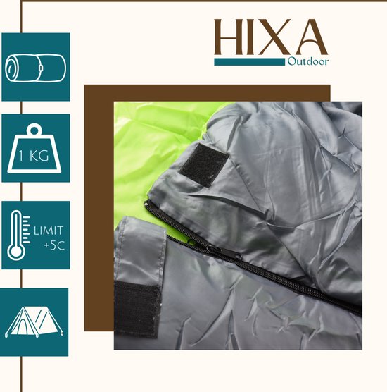 HIXA Mummy Slaapzak Volwassenen - Grijs - Groen- 210x80 cm - Polyester van HIXA — afbeelding 5
