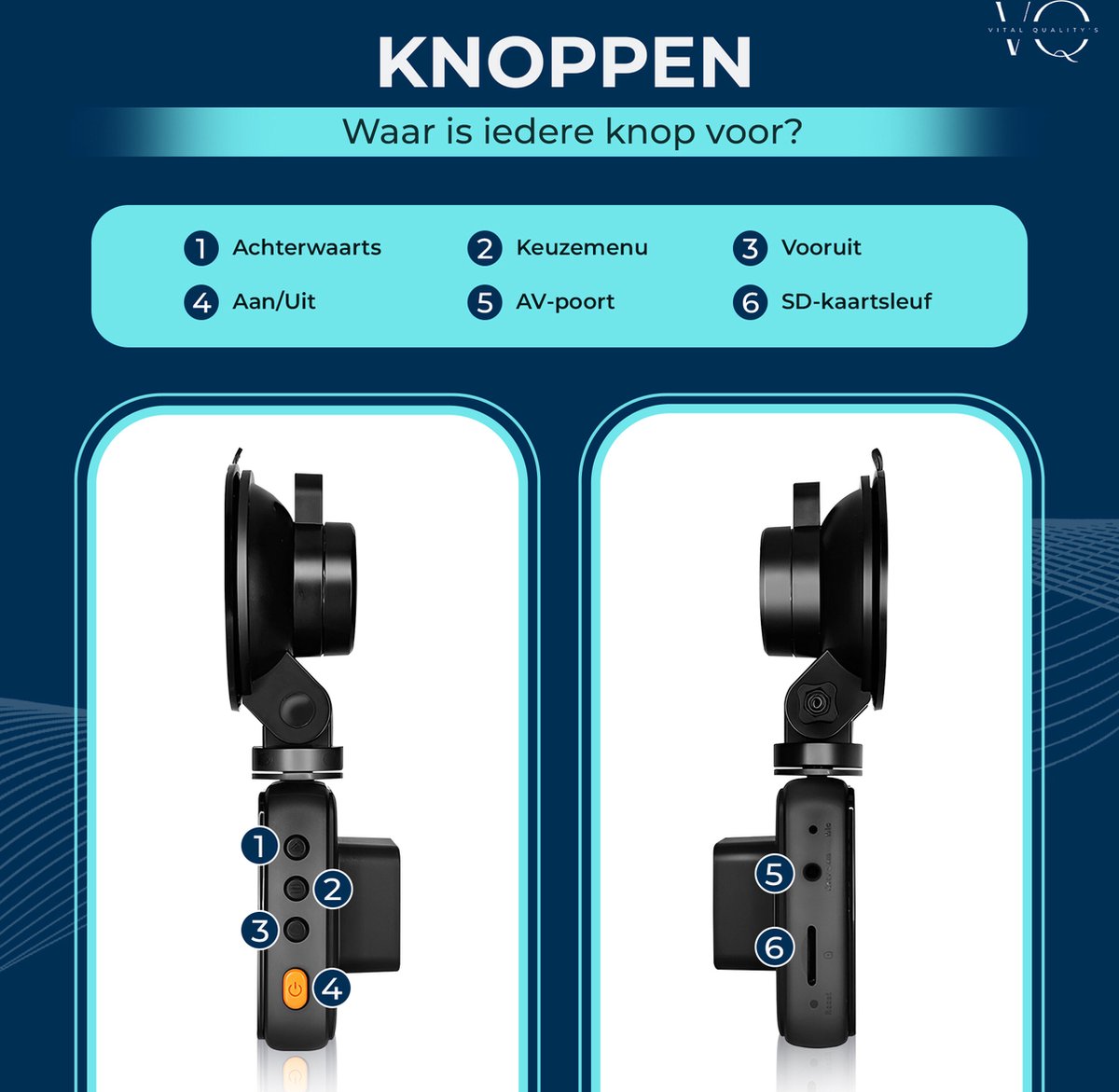 Vital Quality's Dual Dashcam Voor Auto - Camera Voor en Achter 1080p Full HD thumbnail 6
