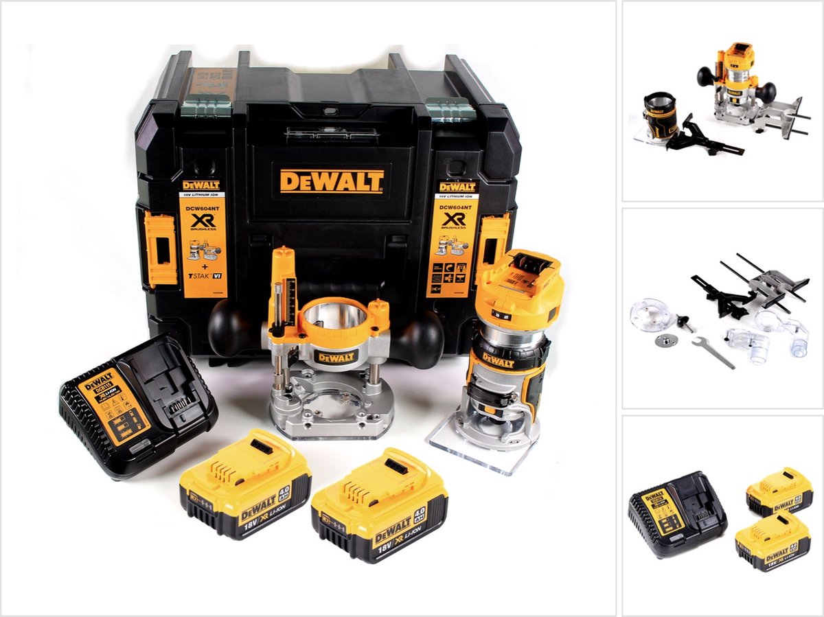 DeWalt DCW 604 M2 accumachine 18V 55 mm + 2x accu 4.0 Ah + 1x snellader in TSTAK