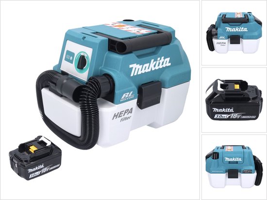 Makita DVC 750 LF1 accustofzuiger LXT 18 V 67 mbar 7,5 l borstelloos + 1x accu 3,0 Ah - zonder oplader