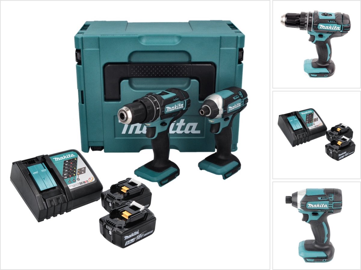 Makita DLX2131TJ 18V Li-Ion Combiset - Accuboormachine met klopfunctie (DHP482) & Slagschroevendraaier (DTD152) (2x 5.0Ah Accu) in Mbox – foto 6