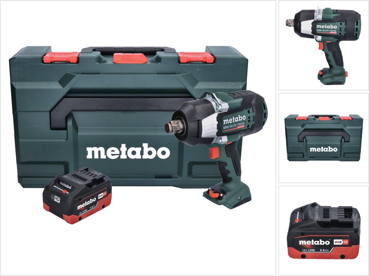 Metabo SSW 18 LTX 1750 BL accuslagmoersleutel 18 V 1750 Nm 3/4" borstelloos + 1x oplaadbare accu 5,5 Ah + metaBOX - zonder oplader