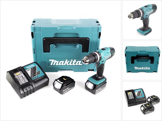 Makita DHP 453 RFJ accu klopboormachine 18V 42Nm + 2x accu 3.0Ah + lader + Makpac