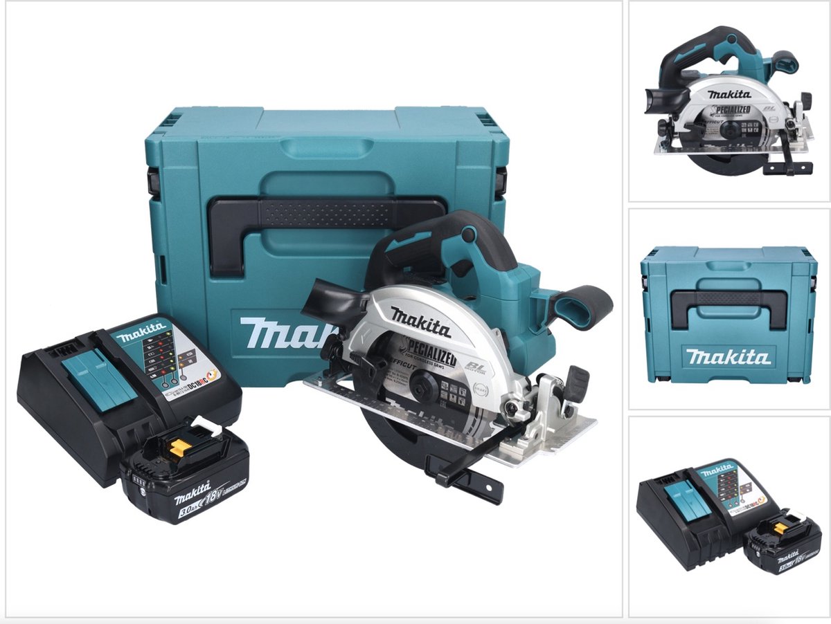Makita DHS 661 RF1J accu-handcirkelzaag 18 V 165 mm borstelloos + 1x accu 3,0 Ah + oplader + Makpac