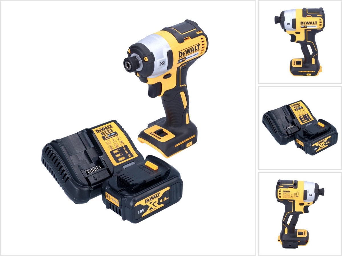 DeWalt DCF 887 M1 accu-slagmoersleutel 18 V 205 Nm 1/4" borstelloos + 1x accu 4,0 Ah + oplader