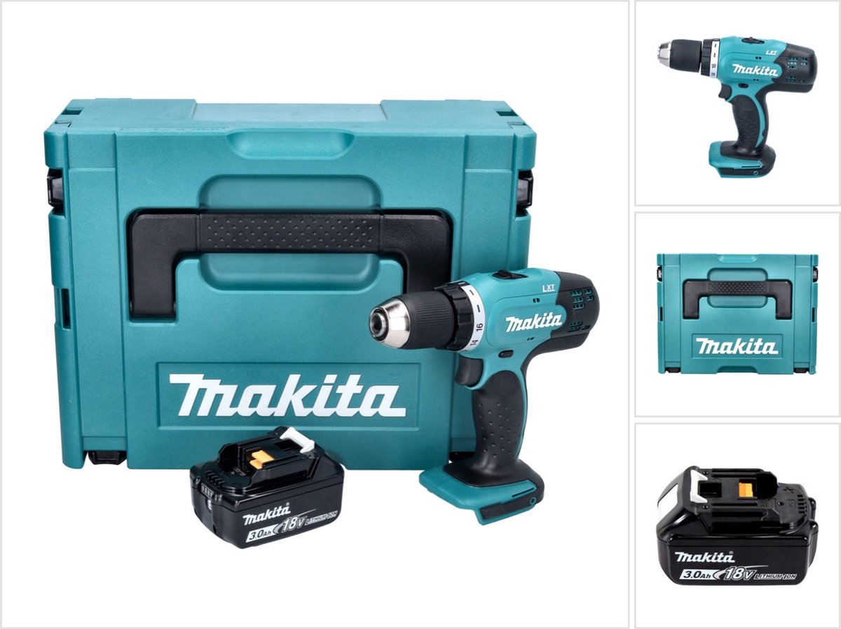 Makita DDF 453 F1J accuboormachine 18 V 42 Nm + 1x accu 3.0 Ah + Makpac - zonder lader