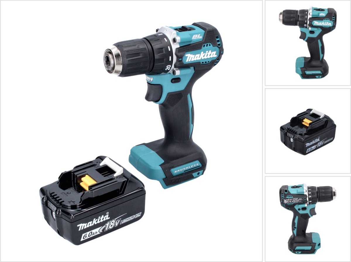 Makita DDF 487 G1 accuboormachine 18 V 40 Nm borstelloos + 1x oplaadbare accu 6.0 Ah - zonder oplader