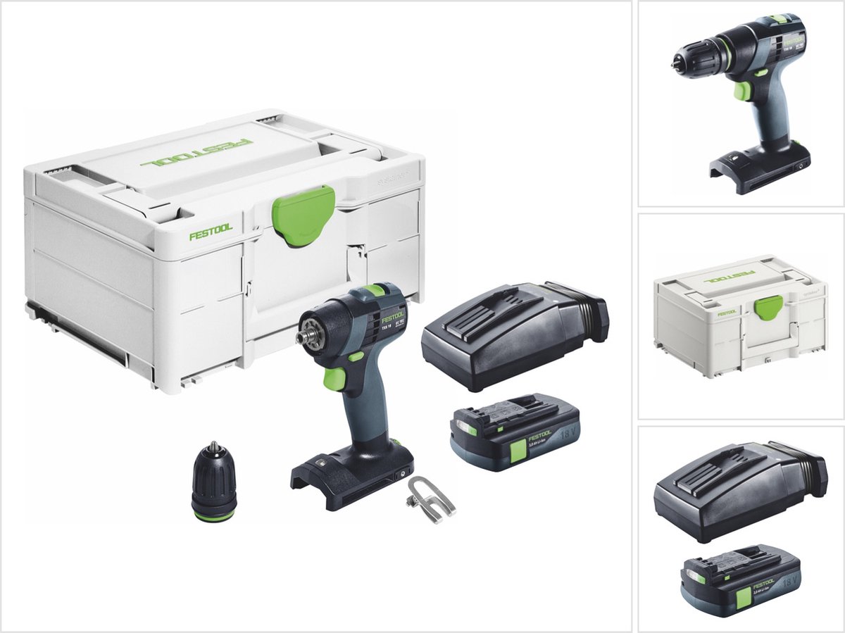 Festool TXS 18-Basic accuboormachine 18 V 40 Nm borstelloos + 1x accu 3,0 Ah + oplader + Systainer