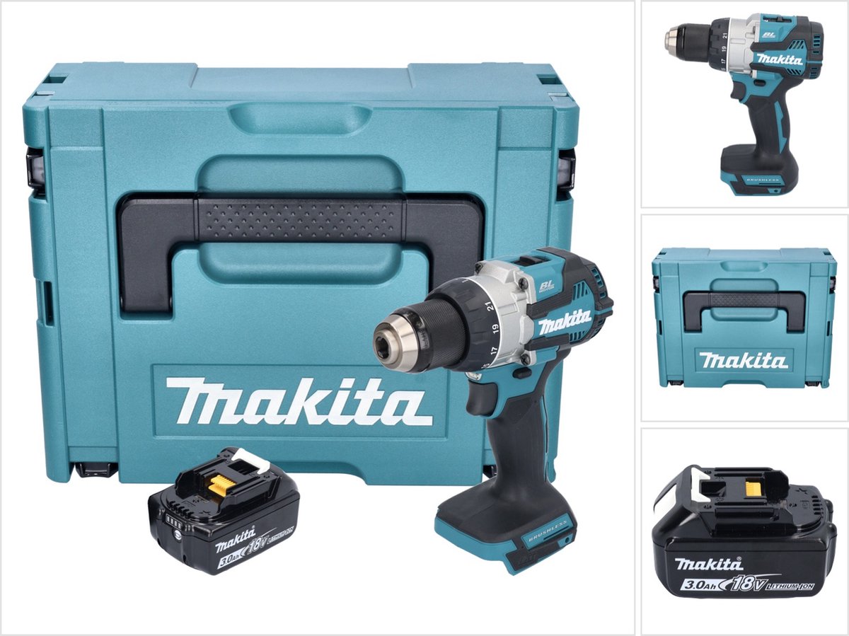 Makita DDF 489 F1J accuboormachine 18 V 73 Nm borstelloos + 1x oplaadbare accu 3.0 Ah + Makpac - zonder oplader