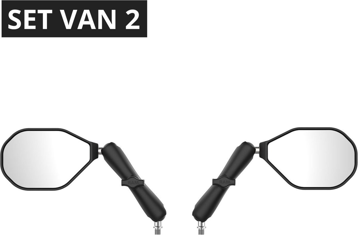 Tough-Mirror™-set met M10-1.25-base - lange arm