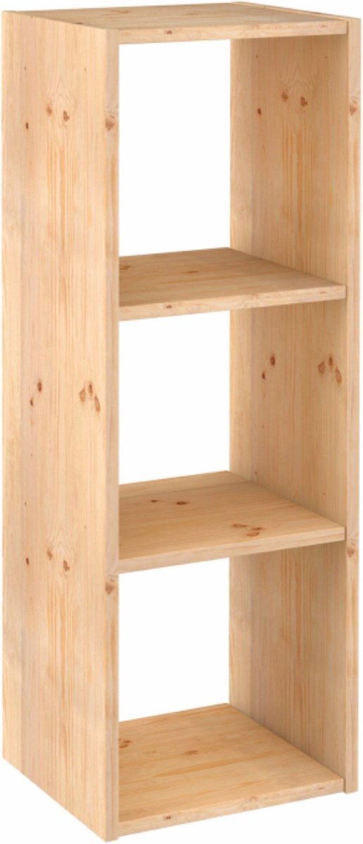 Astigarraga Houten Vakkenkast Open - 3 vakken - Boekenkast van PEFC grenen - 105x36cm