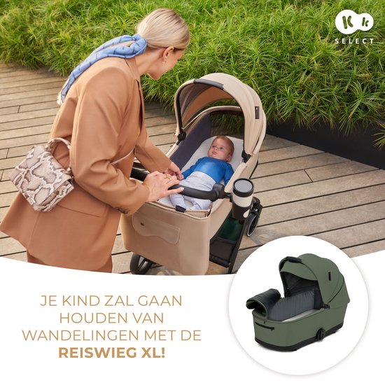 Kinderkraft YOXI - 2-in-1 Kinderwagen - Geschikt van geboorte tot 27 kg - Verstelbare rugleuning en voetensteun - Opvouwbaar en lichtgewicht - Inclusief regenscherm, voetenzak, muggennet, bekerhouder en luiertas - Duurzame, lekvrije wielen - Groente van Kinderkraft — afbeelding 2