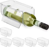 Relaxdays 6x organisateur de bouteilles koelkast - porte-bouteilles - empilable - plastique - transparent