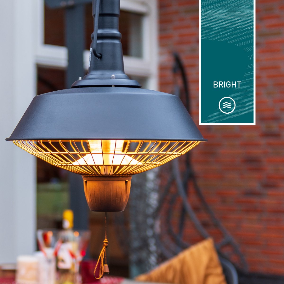 Sunred Indus Bright 2100 W - Hanging Patio Heater - Black