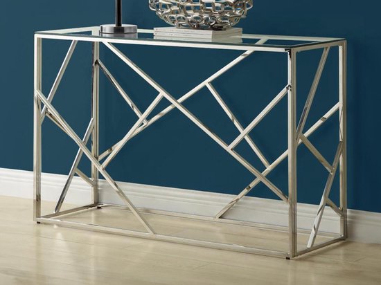 PASCAL MORABITO Table d'appoint ATHENA - Verre trempé et acier - Couleur chrome - par Pascal Morabito L 120 cm x H 78 cm x P 40 cm