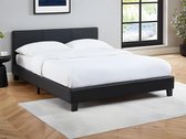 Bed CORNELIUS - 140x190cm - Zwart kunstleer L 152 cm x H 78 cm x D 204 cm