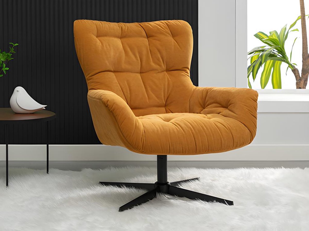 Vente-unique Draaifauteuil van gele stof OPHELIE Geel